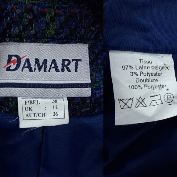 Vintage Plaid Double Breasted Wool Blazer for Women DAMART U.S. Size 8 - Picture 7 of 8